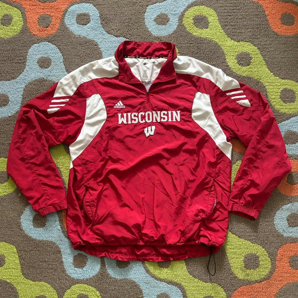 Adidas Y2K Striped Baggy Collegiate University of Wisconsin Badgers Windbreaker